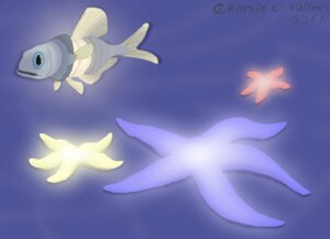 Rating: Safe Score: 0 Tags: 2011 ambiguous_gender animate_inanimate aquatic asterozoan bioluminescence cybercorn_entropic e621 echinoderm feral fish glowing group humor lamp lanternfish pun starfish visual_pun User: bunchy7s