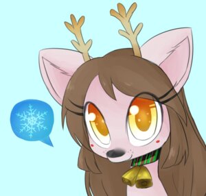 Rating: Safe Score: 0 Tags: amber_eyes antlers bell blush brown_hair christmas collar deer e621 eviepixels female fur hair hi_res holidays horn mammal new_world_deer pink_body pink_fur piper_(eviepixels) reindeer simple_background snowflake solo source_request winter User: bunchy7s