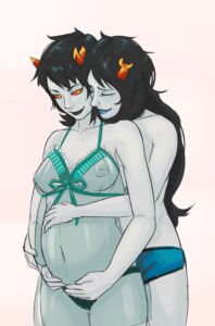 Rating: Explicit Score: 0 Tags: 2girls black_hair black_lips blue_lips breasts cheesydicks closed_eyes female grey_skin homestuck horns hugging hugging_from_behind inverted_nipples lesbian lingerie long_hair ms_paint_adventures negligee nipples panties pregnant ready_to_pop red_eyes rule34 short_hair smile terezi_pyrope troll vriska_serket webcomic white_background User: bunchy7s