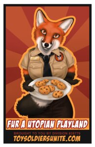 Rating: Safe Score: 0 Tags: accessory anthro badge black_nose border canid canine clothing cookie dr_steel e621 english_text female food fox looking_at_viewer macorig mammal necktie orange_eyes propaganda solo text uniform url white_border User: bunchy7s