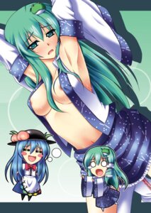 Rating: Explicit Score: 0 Tags: areolae armpits arms_up blue_hair blush breasts chibi detached_sleeves female female_only green_hair hat human imagining long_hair multiple_females multiple_girls niku_soukyuu nipple_slip nipples no_bra open_clothes open_shirt rule34 sanae_kochiya shirt tenshi_hinanawi touhou yuri User: bunchy7s