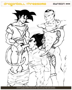 Rating: Explicit Score: 0 Tags: 2009 3boys boner dragon_ball dragon_ball_z erection gay male male_only monochrome piccolo rule34 rynson son_goku vegeta yaoi User: bunchy7s