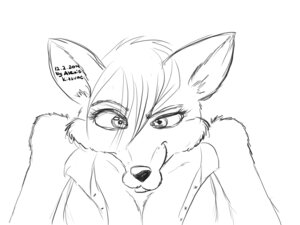 Rating: Safe Score: 0 Tags: 4:3 alexis_kitsune anthro blouse canid canine clothing e621 female fox fur hair hi_res looking_at_viewer mammal monochrome shirt sketch solo topwear User: bunchy7s