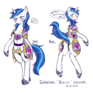 Rating: Questionable Score: 0 Tags: 1:1 2013 anthro blue_eyes blue_hair blush clothing crossgender cutie_mark dialogue divskr e621 english_text equid equine female feral friendship_is_magic fur hair hasbro horn mammal mtf_crossgender multicolored_hair my_little_pony mythological_creature mythological_equine mythology panties shining_armor_(mlp) solo teats text underwear unicorn white_body white_fur User: bunchy7s