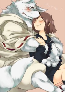 Rating: Safe Score: 0 Tags: anthro blush canid canine digital_media_(artwork) duo e621 female female_on_anthro fox fur gingitsune gintaro human human_on_anthro inari interspecies kariginu konbu male male/female male_on_human mammal protective romantic romantic_couple simple_background white_body white_fur User: bunchy7s