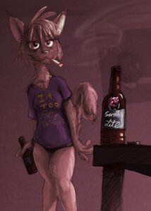 Rating: Questionable Score: 0 Tags: alcohol anthro beverage bottle cigar container domestic_cat e621 felid feline felis female furniture holding_bottle holding_container holding_object mammal solo sonderjen table tail User: bunchy7s