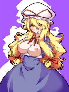 Rating: Explicit Score: 0 Tags: 1girls blonde_hair breast_hold breasts choker dress elbow_gloves female gloves hair_ribbon hat large_breasts long_hair mob_cap purple_background purple_dress ribbon ribbon_choker rule34 shuushokuna_ekus slit_pupils solo touhou white_gloves yellow_eyes yukari_yakumo User: bunchy7s