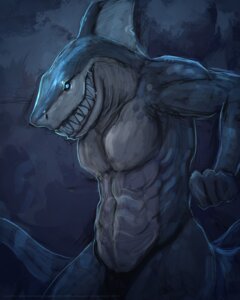 Rating: Questionable Score: 0 Tags: 2011 4:5 5_fingers abs anthro aquatic biped blue_body blue_eyes blue_skin blue_theme bulge clothed clothing cool_colors digital_media_(artwork) digital_painting_(artwork) e621 fin fingers fish fist great_white_shark grin half-length_portrait mackerel_shark male muscular muscular_anthro muscular_male nude painting_(artwork) portrait rape_face shark sharp_teeth skimpy smile solo standing tail teeth thong topless underwear vrass white_body white_shark white_skin User: bunchy7s