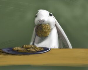Rating: Safe Score: 0 Tags: ambiguous_gender cookie domestic_pet e621 feral food fur furniture lagomorph leporid low_res mammal nom om_nom_nom rabbit sanny solo table white_body white_fur User: bunchy7s