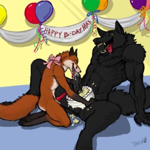 Rating: Explicit Score: 0 Tags: 1:1 2013 anthro balloon balls black_body black_fur black_penis bodily_fluids cake canid canine canis cum cum_in_mouth cum_inside cum_on_face dessert duo e621 erection fellatio food fox fur genital_fluids genitals gloves_(marking) heterochromia inflatable licking male male/male male_penetrated male_penetrating male_penetrating_male mammal markings nude open_mouth oral oral_penetration penetration penile penis penis_lick ribbons sex smile spread_legs spreading the-big-rad-wolf tongue tongue_out vein wolf User: bunchy7s