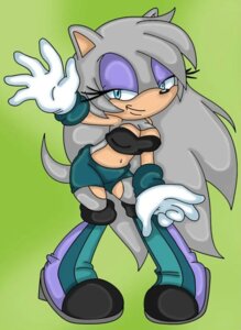 Rating: Questionable Score: 0 Tags: 2008 anthro artist_collaboration bare_shoulders blue_eyes boots bottomwear bra breasts cleavage clothed clothing e621 eulipotyphlan eyeshadow fan_character female footwear gesture gloves green_background grey_hair hair half-closed_eyes handwear hedgehog long_hair makeup mammal midriff narrowed_eyes navel pendulonium puritylf4 sega shoes shorts simple_background solo sonic_the_hedgehog_(series) strapless_bra strapless_clothing strapless_underwear underwear venus_the_hedgehog waving User: bunchy7s