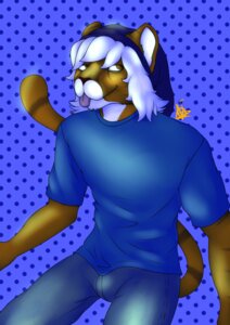 Rating: Safe Score: 0 Tags: :3 absurd_res anthro beanie biped blue_background blue_theme bottomwear brown_body brown_eyes brown_markings brown_skin bulge clothed clothing cool_colors countershade_face countershading denim denim_bottomwear denim_clothing digital_media_(artwork) dotted_background e621 felid front_view fur furgonomics hair hat headgear headwear hi_res jeans looking_away male mammal markings noiz noiz_(noiz) orange_body orange_fur pantherine pants pattern_background portrait round_ears shirt signature simple_background sitting solo stripes tail thin_tail three-quarter_portrait three-quarter_view tiger tongue tongue_out topwear white_body white_countershading white_hair User: bunchy7s