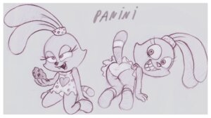 Rating: Questionable Score: 0 Tags: all_fours anthro border butt cartoon_network chowder_(series) clothing cookie e621 fangs female fernando_faria food lagomorph leporid looking_at_viewer looking_back mammal monochrome panini_(chowder) panties rabbit raised_tail rear_view sketch solo tail teeth underwear white_border young User: bunchy7s