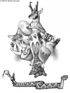 Rating: Safe Score: 0 Tags: 2005 4_toes 5_toes ambiguous_gender american_badger antlers arthropod badger bongo_drum butterfly canid canine canis claws cloven_hooves coyote desert_tortoise detailed drum e621 eyes_closed feet feral flying graphite_(artwork) greyscale group hare holding_musical_instrument holding_object hooves horn insect kyoht_luterman lagomorph lepidopteran leporid long_ears mammal monochrome musical_instrument mustelid musteline nude open_mouth open_smile percussion_instrument pit_viper playing_music pronghorn rattle rattle_(anatomy) rattlesnake reptile scalie shell simple_background size_difference smile snake swallowtail_butterfly tiger_swallowtail toes tongue tongue_out traditional_media_(artwork) turtle viper whiskers white_background User: bunchy7s