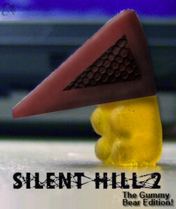 Rating: Safe Score: 0 Tags: ambiguous_gender bear candy dessert e621 english_text food food_creature for_a_head grandfathered_content gummy_(food) gummy_bear_(food) konami low_res mammal object_head pyramid_head real silent_hill sitting solo text unknown_artist what yellow_body User: bunchy7s