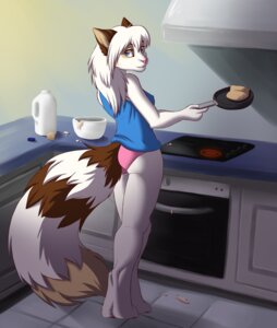 Rating: Questionable Score: 0 Tags: anthro biped blue_eyes clothing cooking detailed_background domestic_cat e621 felid feline felis female inside kitchen looking_at_viewer looking_back mammal panties peri peridotkitty solo standing tail underwear User: bunchy7s