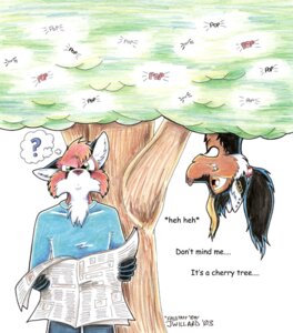 Rating: Safe Score: 0 Tags: 2003 anthro canid canine cherry_tree command dialogue duo e621 ear_piercing english_text falstaff_(jessica_willard) fox fruit_tree green_eyes humor in_tree jessica_willard male mammal onomatopoeia piercing plant pop_(sound_effect) popping pun question_mark sound_effects talking_to_another text thought_bubble traditional_media_(artwork) tree wood User: bunchy7s