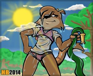 Rating: Explicit Score: 0 Tags: anthro biped camel_toe clothing dasyuromorph e621 female gumnutz:_a_juicy_tale hentai_boy_(artist) holding_object mammal marsupial numbat outside pepper_(gumnutz) plant solo standing tree wet wet_clothing User: bunchy7s