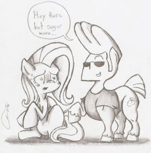 Rating: Safe Score: 0 Tags: alternate_species blush cartoon_network clothing crossover dialogue duo e621 earth_pony english_text equid equine eye_contact eyewear feathered_wings feathers female feral fluttershy_(mlp) friendship_is_magic hasbro horse johnny_bravo johnny_bravo_(series) looking_at_another male mammal monochrome my_little_pony mythological_creature mythological_equine mythology nervous pegasus ponification pony quadruped scared shirt smile smoking-mist sunglasses tail text topwear what_has_magic_done wings User: bunchy7s