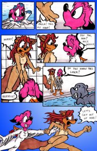 Rating: Safe Score: 0 Tags: anthro aquatic canid canine chicken_costume clothing comic costume david_hopkins e621 female fish fox fursuit hi_res mammal otter_suit running shark wet User: bunchy7s