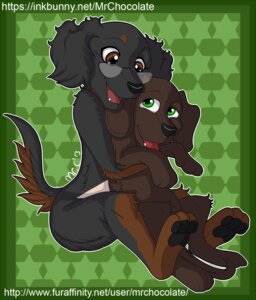 Rating: Safe Score: 0 Tags: 2013 anthro aysu_(mr_chocolate) bird_dog black_body black_fur black_pawpads border brown_body brown_eyes brown_fur canid canine canis chibi digitigrade domestic_dog domestic_pet duo e621 eye_contact eyewear feet female feral fur glasses green_background green_border green_eyes happy hexagram hug hunting_dog labrador looking_at_another looking_down looking_up male mammal mrchocolate nicodemus_(nicodemus) open_mouth pattern_background pawpads quadruped retriever simple_background symbol tail text url young young_feral young_male User: bunchy7s