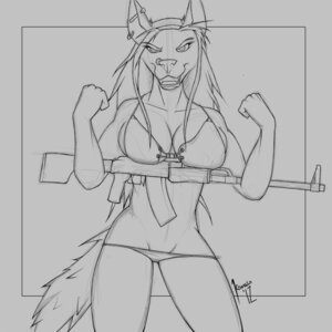 Rating: Safe Score: 0 Tags: 1:1 ak_platform anthro bikini canid canine clothed clothing cyera e621 female gun krinkels machine_gun mammal monochrome ranged_weapon rpk-74 skimpy solo swimwear tail two-piece_swimsuit weapon User: bunchy7s