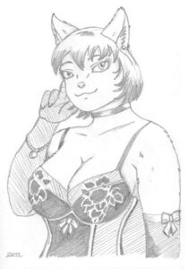 Rating: Questionable Score: 0 Tags: 2011 anthro badpanda23 breasts bustier clothing collar corset domestic_cat e621 felid feline felis female gloves handwear jewelry lingerie mammal monochrome piercing simple_background slightly_chubby smile solo topwear User: bunchy7s
