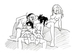 Rating: Explicit Score: 0 Tags: 1boy 3girls black_and_white couch couch_sex cunnilingus curly_hair female fffm_foursome foursome gary_thompson male menage_a_3 mfff_foursome rule34 sandra_arden sex sketch strap-on strap-on_fellatio strapon sucking_strap-on suzi_nielsen topknot webcomic yuki_oyama zii User: bunchy7s