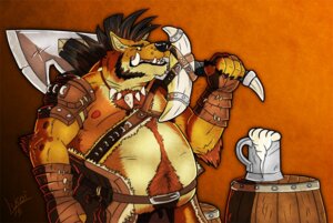 Rating: Safe Score: 0 Tags: alcohol anthro beverage bottomwear clothed clothing e621 food gnoll hyena loincloth lukoi male mammal overweight overweight_anthro overweight_male roax solo spotted_hyena topless weapon User: bunchy7s