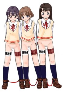 Rating: Explicit Score: 0 Tags: 3girls arms_behind_back blue_eyes blue_legwear blue_socks body_writing bondage bottomless brown_hair censored cuffs cum dripping female footwear happy long_hair mayonnaise_(ringo_gakuen) mosaic_censoring multiple_females multiple_girls purple_hair pussy pussy_juice red_eyes rule34 school_uniform shackles shoes short_hair simple_background slave smile socks standing text tied_hair translated translation_request twintails uniform white_background User: bunchy7s