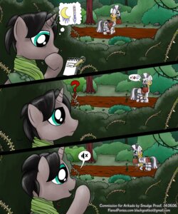 Rating: Safe Score: 0 Tags: 5:6 bag benigin_bergham black_hair comic digital_media_(artwork) duo e621 equid equine everfree_forest fan_character female feral forest friendship_is_magic fur grey_body grey_fur hair hasbro hi_res horn male mammal mud mute my_little_pony mythological_creature mythological_equine mythology notebook open_mouth outside pencil_(object) pictographics plant question_mark scarf signature smudge_proof speech_bubble stripes text tree unicorn url zebra zecora_(mlp) User: bunchy7s