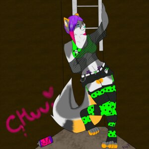Rating: Safe Score: 0 Tags: 1:1 alley alternative_fashion anthro canid canine canis chuu-ified domestic_dog e621 female fluffy heart_symbol hi_res husky mammal nordic_sled_dog punk solo spitz tail User: bunchy7s