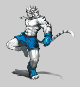 Rating: Safe Score: 0 Tags: abs anthro biceps big_muscles biped black_body black_fur blue_eyes bottomwear chest_tuft claws clothed clothing e621 fangs felid footwear fur hair hi_res jewelry male mammal markings muscular muscular_anthro muscular_male necklace pantherine pecs shoes shorts solo standing stripes tail teeth tiger tigerdai toe_claws topless tuft white_body white_fur white_hair User: bunchy7s