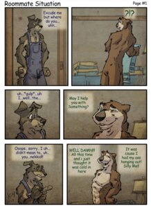 Rating: Questionable Score: 0 Tags: 2013 anthro athletic canid canine casual_nudity clothed clothing comic dialogue duo e621 english_text eyes_closed fur hands_on_hips k-9 lamp male mammal multiple_scenes mustelid nude otter overalls smile surprised text User: bunchy7s