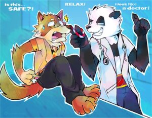 Rating: Safe Score: 0 Tags: 3_toes anthro barefoot bear candy candy_cane canid canine canis claws dessert duo e621 english_text feet food giant_panda male mammal super-tuler tail tairu text toes wolf User: bunchy7s