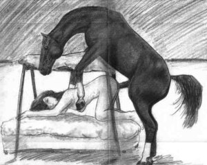 Rating: Explicit Score: 0 Tags: animal_genitalia animal_penis bed bestiality breasts dominant duo e621 equid equine equine_genitalia equine_penis erection female female_on_feral female_penetrated feral feral_penetrating feral_penetrating_human furniture genitals graphite_(artwork) greyscale hooves horse human human_on_feral human_penetrated interspecies larger_dom larger_male male male/female male_on_human male_penetrating male_penetrating_female mammal monochrome nude pasiphae_structure penetration penis quadruped sex size_difference smaller_female smaller_penetrated tail traditional_media_(artwork) unknown_artist User: bunchy7s
