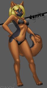 Rating: Questionable Score: 0 Tags: 2009 anthro bikini biped black_body black_fur black_nose blonde_hair blue_eyes brown_body brown_fur canid canine canis claws clothed clothing cocked_hip danica digital_media_(artwork) digitigrade domestic_dog e621 erect_nipples female front_view fur german_shepherd glistening grey_background hair half-closed_eyes hand_on_hip herding_dog looking_at_viewer mammal multicolored_body multicolored_fur narrowed_eyes naughty_face navel nipple_outline nipples pastoral_dog pawpads paws pinup pose satsukii seductive simple_background skimpy solo standing swimwear tail tight_clothing two-piece_swimsuit two_tone_body two_tone_fur User: bunchy7s