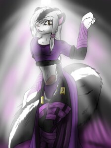 Rating: Explicit Score: 0 Tags: 3:4 anthro clothed clothing crossdressing digital_media_(artwork) e621 erection femboy fingerless_gloves genitals gloves handwear hi_res legwear makarimorph male mammal mephitid panties penis purple_clothing purple_thong purple_underwear scynt skunk solo stockings tail thong underwear User: bunchy7s