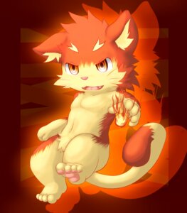 Rating: Questionable Score: 0 Tags: 4_toes 5_fingers abstract_background anthro big_head biped dipstick_tail domestic_cat e621 feet felid feline felis fingers fire kemono male mammal markings mitei mti777 multicolored_tail nude open_mouth orange_eyes pink_nose pubes solo tail tail_markings toes tongue warm_colors whiskers young young_anthro young_male User: bunchy7s