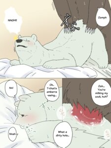 Rating: Explicit Score: 0 Tags: 3:4 anal anal_penetration ass_up bear blush bodily_fluids brown_bear censored comic dialogue duo e621 english_text erection genital_fluids genitals grizzly_(shirokuma_cafe) grizzly_bear intraspecies kumao male male/male male_penetrated male_penetrating male_penetrating_male mammal multiple_scenes nude okatana penetration penis polar_bear sex shirokuma shirokuma_cafe smile text translated ursine User: bunchy7s
