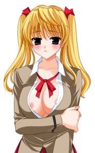 Rating: Questionable Score: 0 Tags: 1girls areola areolae arm_grab blonde_hair blush breast_hold breasts brown_eyes erect_nipples female kanekiyo_miwa looking_at_viewer nipple_slip nipples open_clothes open_shirt rule34 sawachika_eri school_rumble shirt simple_background solo tied_hair twintails white_background User: bunchy7s
