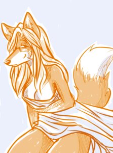 Rating: Questionable Score: 0 Tags: anthro bed_sheet bedding canid canine covering covering_self e621 eyewear female fox glasses kosmikophobia mammal solo tail User: bunchy7s