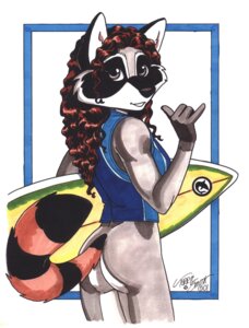 Rating: Questionable Score: 0 Tags: 2001 absurd_res anthro bottomless butt clothed clothing e621 female hi_res holding_object holding_surfboard looking_at_viewer mammal pinup pose procyonid raccoon signature solo surfboard tail terrie_smith topwear traditional_media_(artwork) User: bunchy7s Rating: Questionable Score: 0 Tags: 2001 absurd_res anthro bottomless butt clothed clothing e621 female hi_res holding_object holding_surfboard looking_at_viewer mammal pinup pose procyonid raccoon signature solo surfboard tail terrie_smith topwear traditional_media_(artwork) User: bunchy7s