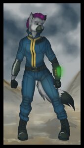Rating: Safe Score: 0 Tags: absurd_res anthro black_border boots border canid canine clothing e621 fallout footwear green_eyes hair hi_res jumpsuit male mammal microsoft purple_hair shoes solo tail unknown_artist vault_suit User: bunchy7s