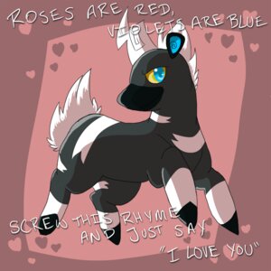 Rating: Safe Score: 0 Tags: 1:1 2012 abstract_background ambiguous_gender black_body black_fur blitzle blue_eyes e621 end-of-after english_text equid equine feral fur generation_5_pokemon hair heart_symbol holidays horse humor irony mammal nintendo pokemon pokemon_(species) simple_background solo text valentine's_day white_body white_fur white_hair yellow_sclera User: bunchy7s