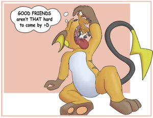 Rating: Questionable Score: 0 Tags: anthro anthrofied canid canine dialogue duo e621 english_text fan_character feet fox generation_1_pokemon hindpaw jym male male/male male_pred male_prey mammal nintendo oliver_(rockk) paws pokemon pokemon_(species) pokemorph raichu rockk rodent semi-anthro tail text vore User: bunchy7s