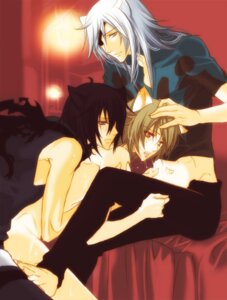 Rating: Explicit Score: 0 Tags: anal animal_ears cat_boy cat_ears catboy censored eye_patch from_behind group_sex kneeling lamento male oral rule34 tail threesome yaoi User: bunchy7s