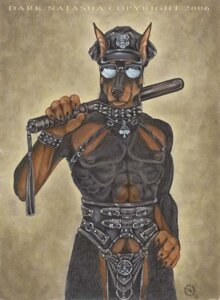 Rating: Questionable Score: 0 Tags: 2006 anthro bdsm bottomwear bulge canid canine canis clothing collar cropped_ears dark_natasha dobermann domestic_dog e621 eyewear glasses hat headgear headwear holding_object loincloth male mammal pinscher police police_baton signature solo spades_(suit) spikes suit_symbol sunglasses User: bunchy7s
