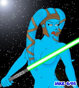 Rating: Questionable Score: 0 Tags: 1girls 2006 aayla_secura blue_skin breasts convenient_censoring female female_only green_lightsaber jake_ignatowicz jedi lightsaber navel nude rule34 solo star_wars topless twi'lek User: bunchy7s