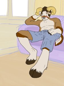 Rating: Explicit Score: 0 Tags: blueballs blush bottomwear bovid bulge caprine clothed clothing detailed_bulge e621 genital_outline hi_res hooves horn male mammal pants penis_outline solo yellow_eyes User: bunchy7s
